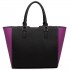 LT6624 - Miss Lulu Panelled Stripe Design Tote Handbag Purple